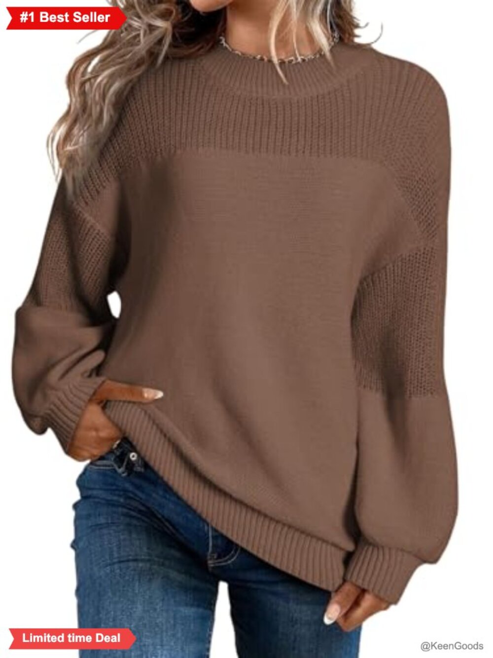 Oversized Long Sleeve Crewneck Pullover Sweater Women Loose Fit Knit